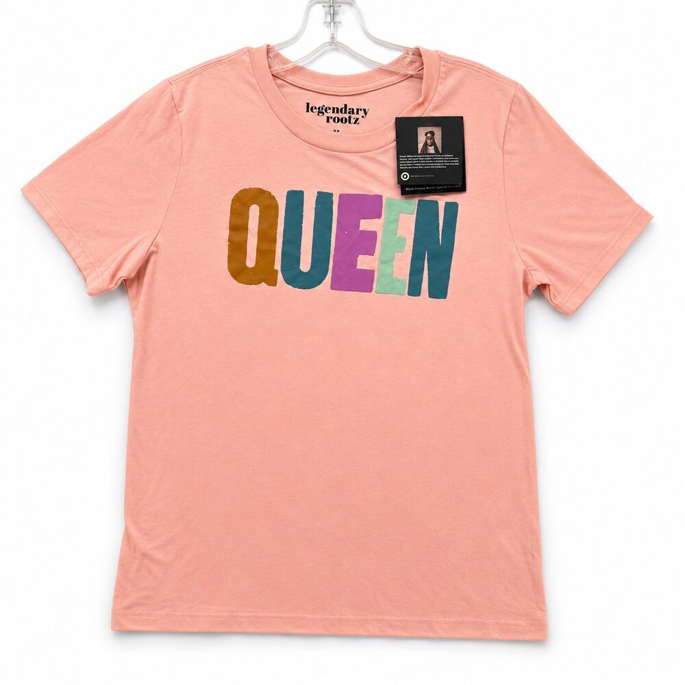 Legendary Rootz T-Shirt Womens Medium Peach Queen Graphic Tee Short Sleeve NWT